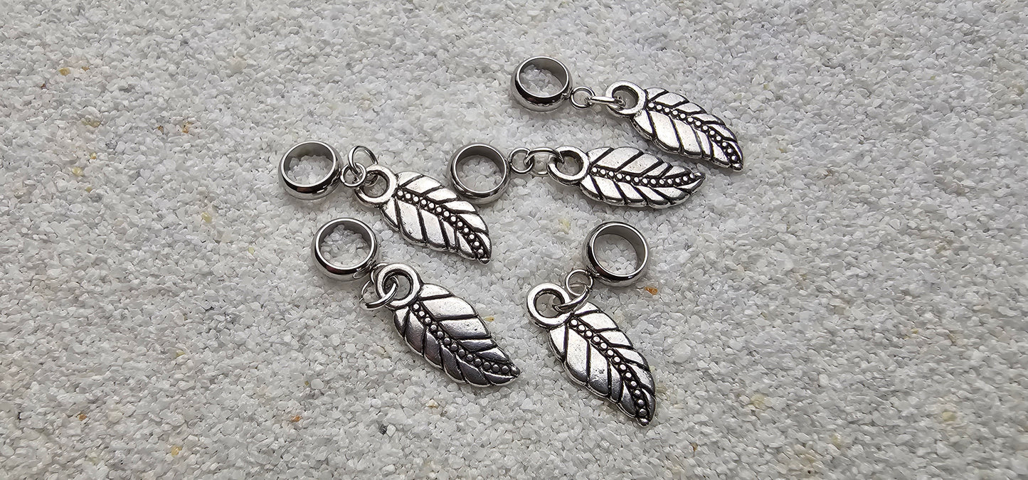 ALRAUNE Metall Dreadschmuck / Dread Charm / Flecht Perle / Dreadring mit Blättchen Anhänger, einzeln oder im Set