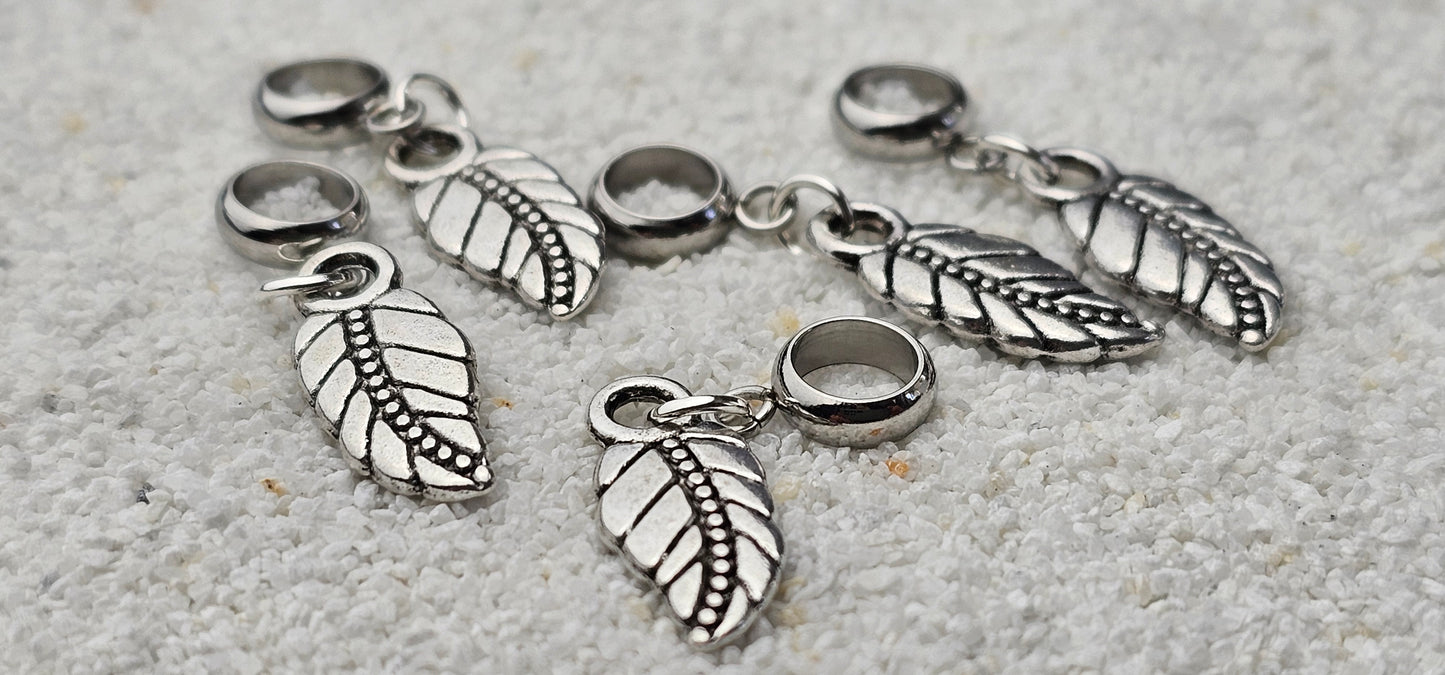 ALRAUNE Metall Dreadschmuck / Dread Charm / Flecht Perle / Dreadring mit Blättchen Anhänger, einzeln oder im Set