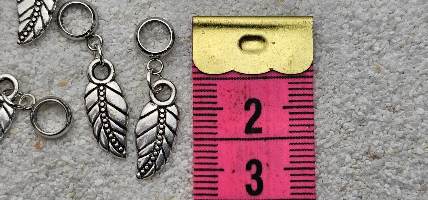 ALRAUNE Metall Dreadschmuck / Dread Charm / Flecht Perle / Dreadring mit Blättchen Anhänger, einzeln oder im Set
