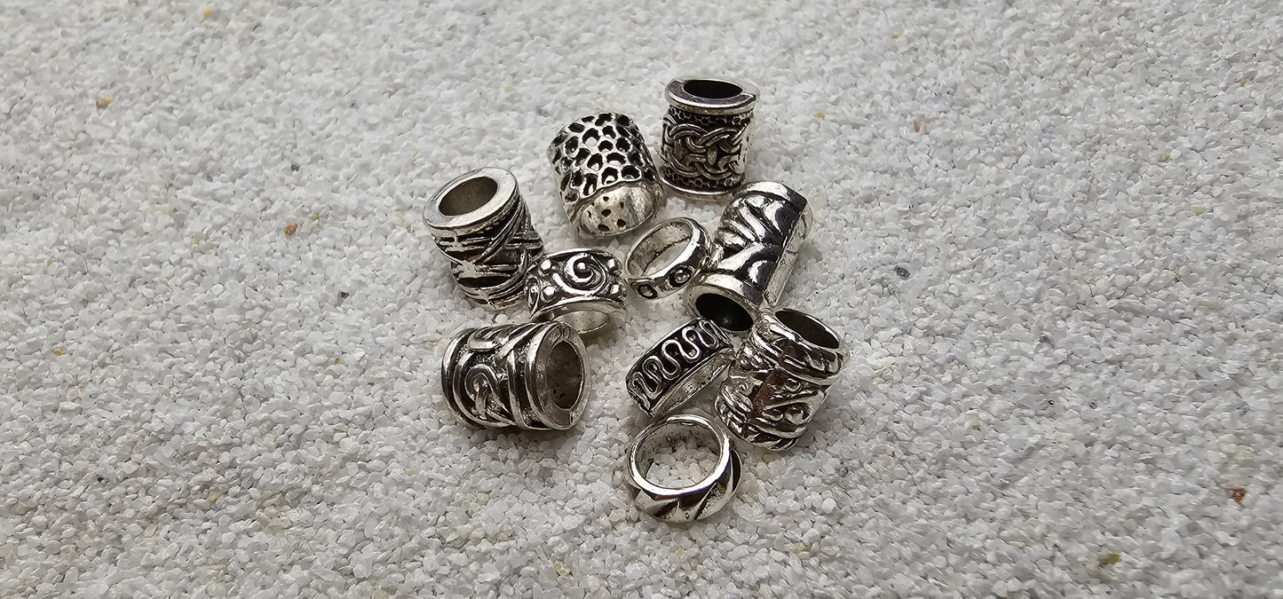 THE VIKING PROJECT Mixed Basic Beads: 10 verschiedene Dreadringe und Tubes im Set, Metall Dreadschmuck / Dread Perlen / Flecht Perlen