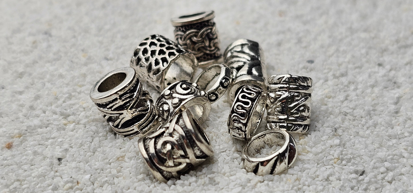 THE VIKING PROJECT Mixed Basic Beads: 10 verschiedene Dreadringe und Tubes im Set, Metall Dreadschmuck / Dread Perlen / Flecht Perlen