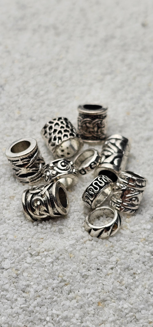 THE VIKING PROJECT Mixed Basic Beads: 10 verschiedene Dreadringe und Tubes im Set, Metall Dreadschmuck / Dread Perlen / Flecht Perlen