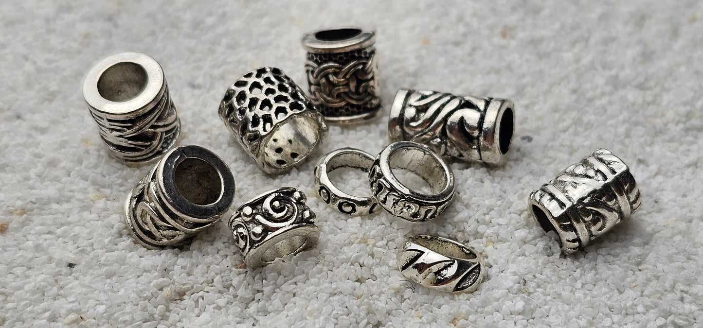 THE VIKING PROJECT Mixed Basic Beads: 10 verschiedene Dreadringe und Tubes im Set, Metall Dreadschmuck / Dread Perlen / Flecht Perlen