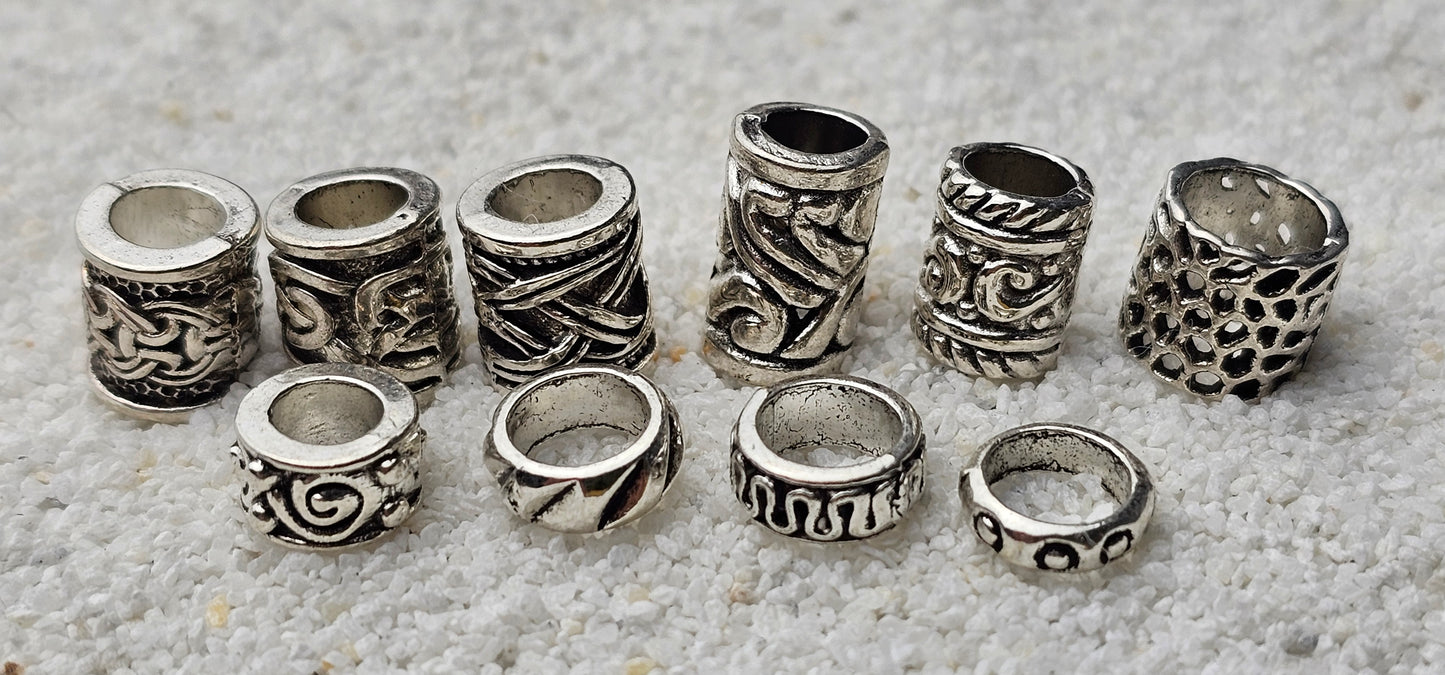 THE VIKING PROJECT Mixed Basic Beads: 10 verschiedene Dreadringe und Tubes im Set, Metall Dreadschmuck / Dread Perlen / Flecht Perlen
